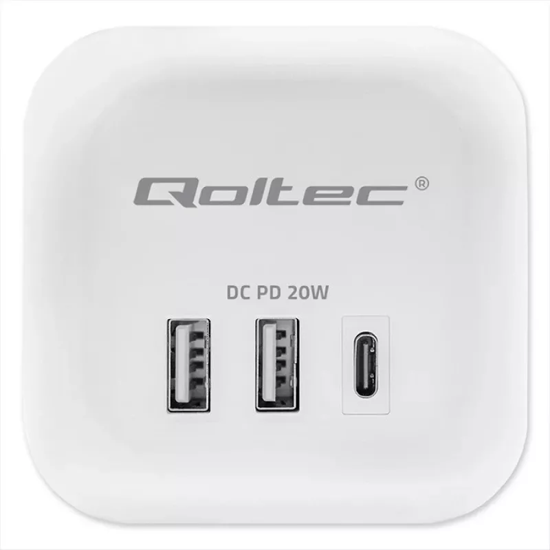 Steckdosenleiste QOLTEC 52548 mit 3× AC-Steckdosen und USB-Anschluss
