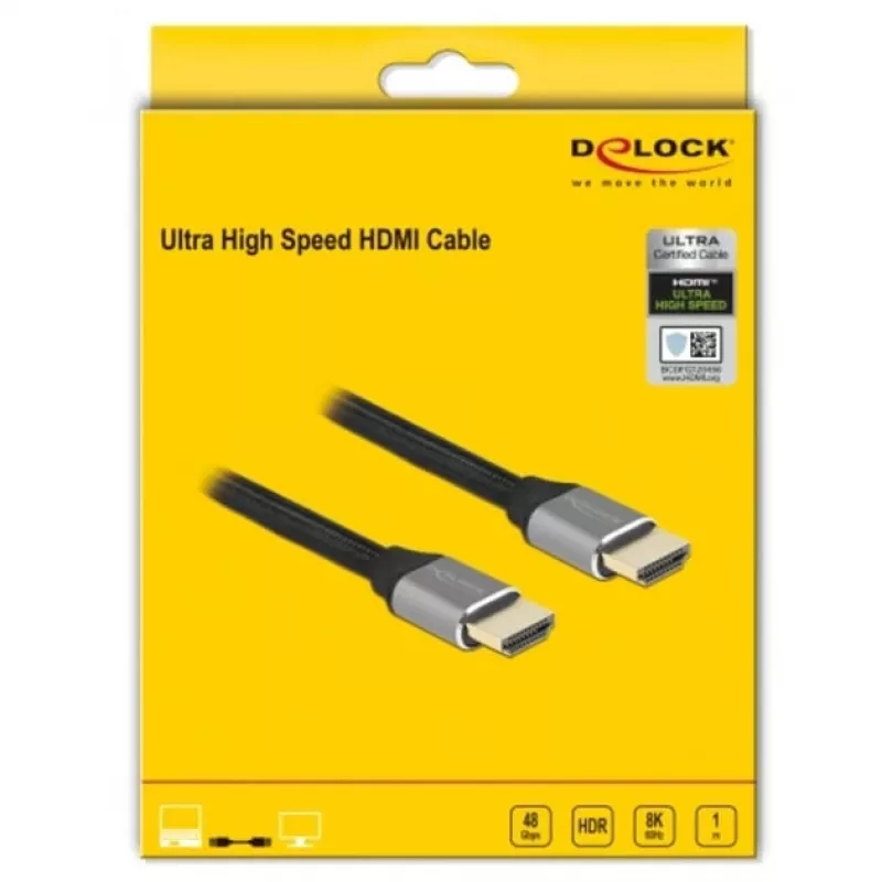 HDMI-Kabel DeLOCK Ultra High Speed 48 Gbps 8K 60 Hz grau 1 m
