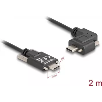 DeLOCK USB 2.0 Kabel USB Typ-C Stecker auf USB Typ-C Stecker abgewinkelt links/rechts PD 3.0 60W 2m