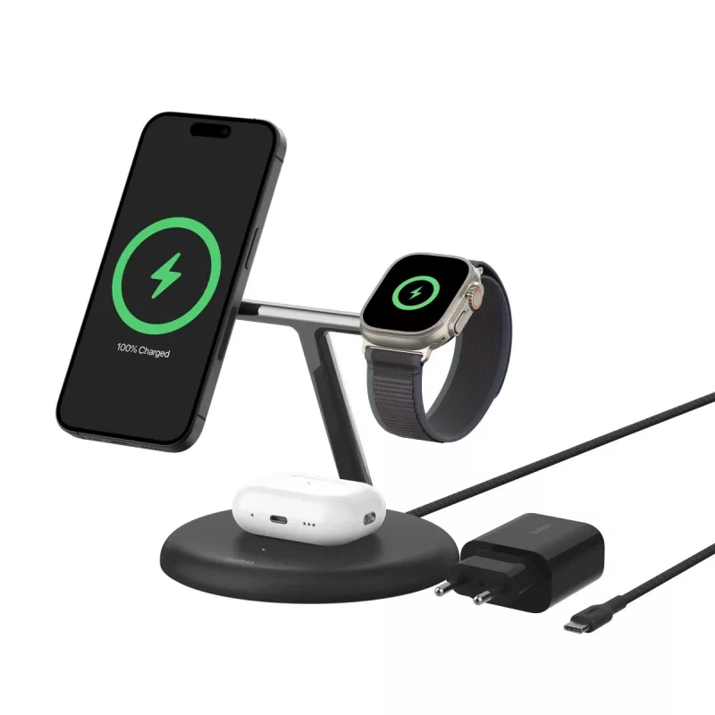 Ladegerät Belkin WIZ023VFBK Indoors USB Kabellos für Kopfhörer Smartphone Smartwatch Schwarz