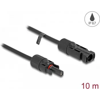 Delock - Stromkabel - MC4 (M) auf MC4 (W) - 600 V - 10 m - Snap-Lock - Schwarz