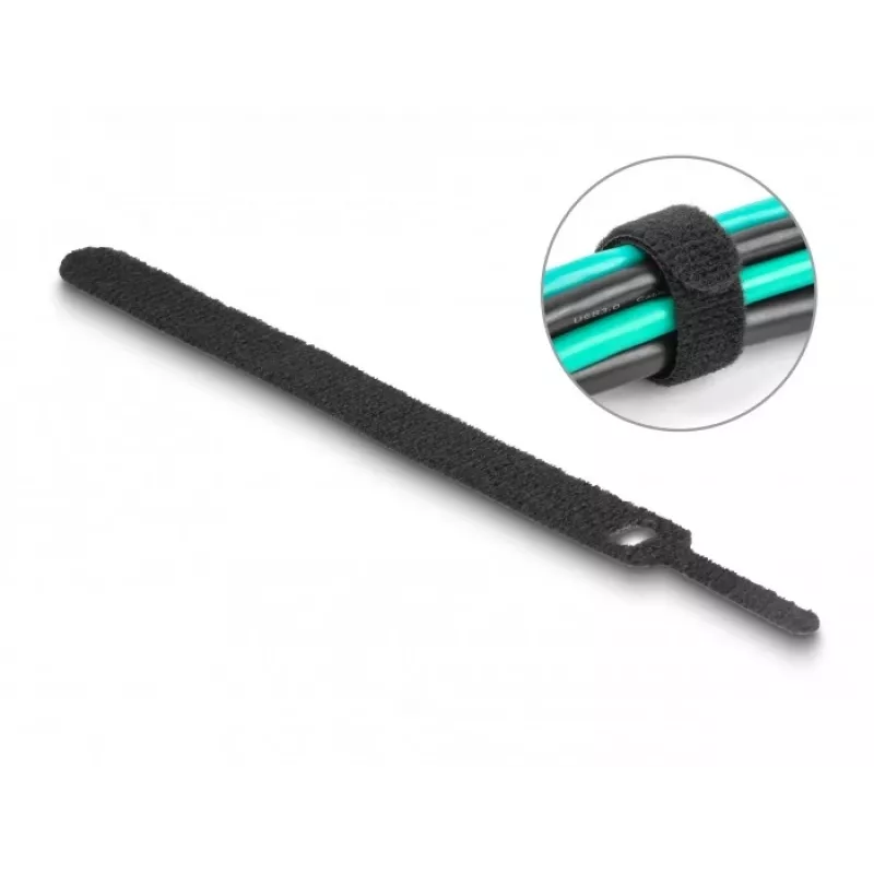 Klett-Kabelbinder DeLOCK 19010 150x12mm schwarz 10 Stück