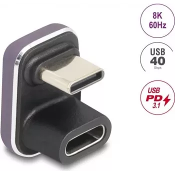 USB-C-Adapter DELOCK 60737 180° 40 Gbit/s 240 W – rechtwinkliger Hochgeschwindigkeits-Daten- und Stromadapter
