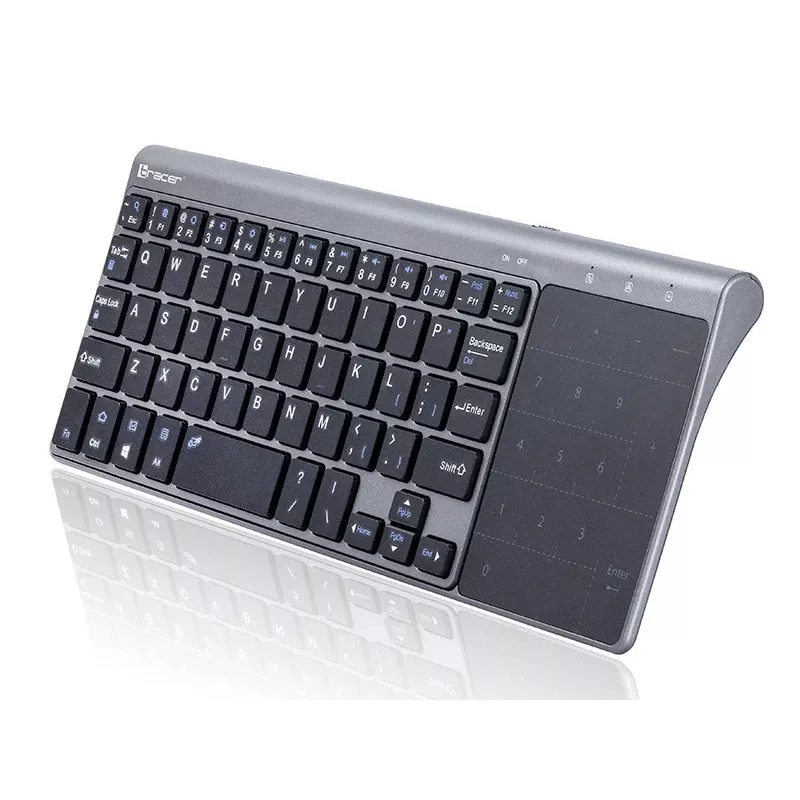 Tracer EXpert RF ist eine ergonomische Full-Size-Funktastatur mit QWERTY-Layout, Membran-Tastenschaltern und einem schlanken schwarz-grauen Design. Konzipiert für den Einsatz zu Hause und im Büro, kombiniert sie ein integriertes Touchpad und Multimedia-Tasten mit einer 2,4-GHz-Funkverbindung, um eine kompakte Eingabelösung für Fernseher, Konsolen, Notebooks und klassische PCs zu bieten.