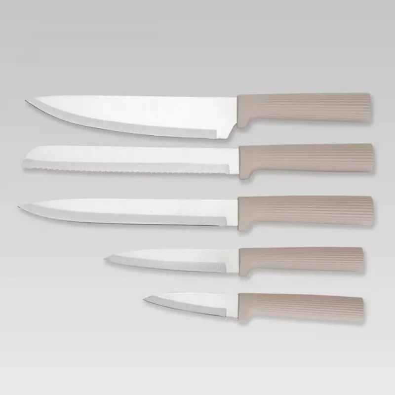 Maestro MR-1412-BEIGE Messerset mit Block + Schneidebrett-Set Beige