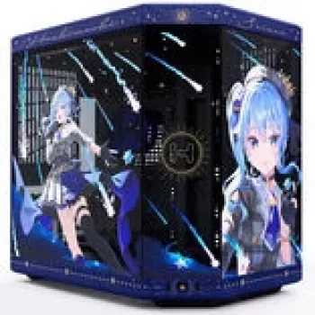 Computer-Gehäuse HYTE Y70 Hoshimachi Suisei blau Hartglas — Mid-Tower-ATX-Gehäuse mit Hartglas-Paneelen