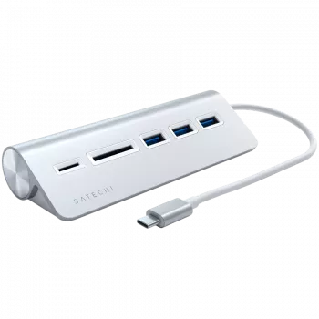 Satechi Type-C Aluminium USB Hub & Card Reader, Silber, ST-TCHCRS