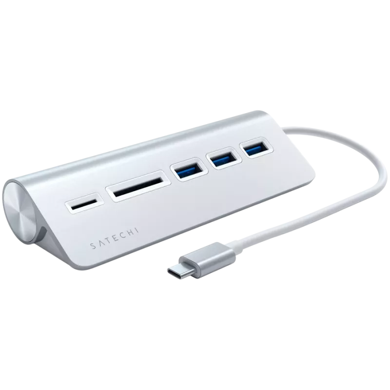 Satechi Type-C Aluminium USB Hub & Card Reader, Silber, ST-TCHCRS