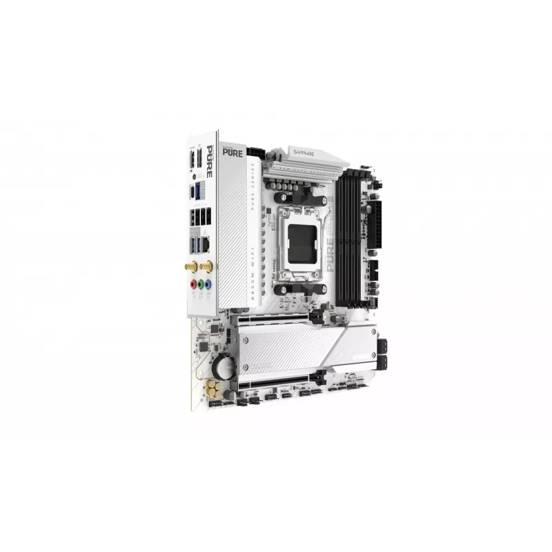 Mainboard Sapphire PURE B850M WIFI Micro ATX — AMD B850, Sockel AM5, DDR5 bis zu 8000 MHz, 4 DIMM, Wi‑Fi 6, 2,5 Gb LAN, 2× M.2, PCIe 5.0 x16