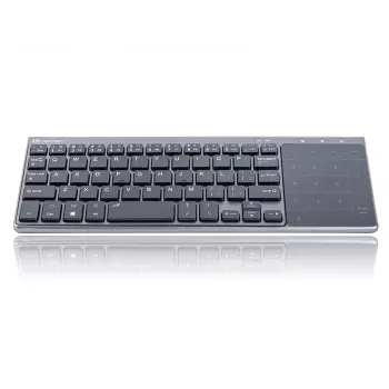Tracer EXpert RF ist eine ergonomische Full-Size-Funktastatur mit QWERTY-Layout, Membran-Tastenschaltern und einem schlanken schwarz-grauen Design. Konzipiert für den Einsatz zu Hause und im Büro, kombiniert sie ein integriertes Touchpad und Multimedia-Tasten mit einer 2,4-GHz-Funkverbindung, um eine kompakte Eingabelösung für Fernseher, Konsolen, Notebooks und klassische PCs zu bieten.
