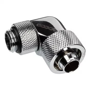 Alphacool Eiszapfen Connector 90 Grad G1/4 Zoll AG auf 16/10 mm - drehbar, Chrom-Silber
