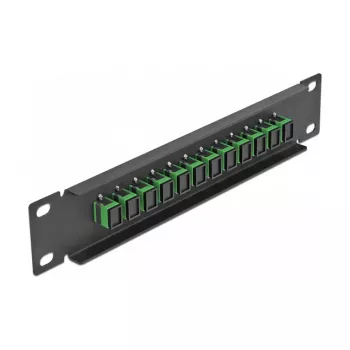 Glasfaser-Patchpanel DeLOCK 10 Zoll 12 Port SC Simplex grün 1U schwarz