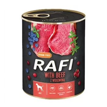 Dolina Noteci Rafi Nassfutter für Hunde mit Rindfleisch, Heidelbeeren und Cranberries – 800g