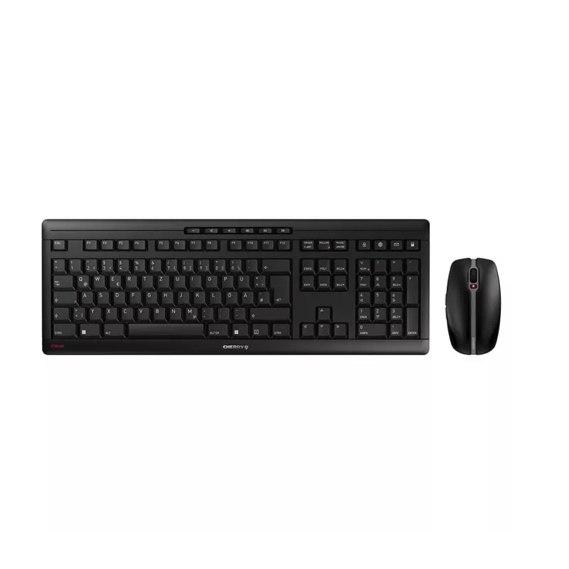 CHERRY Stream Desktop Recharge Tastatur Maus inklusive Universal RF Wireless QWERTZ Deutsch Schwarz