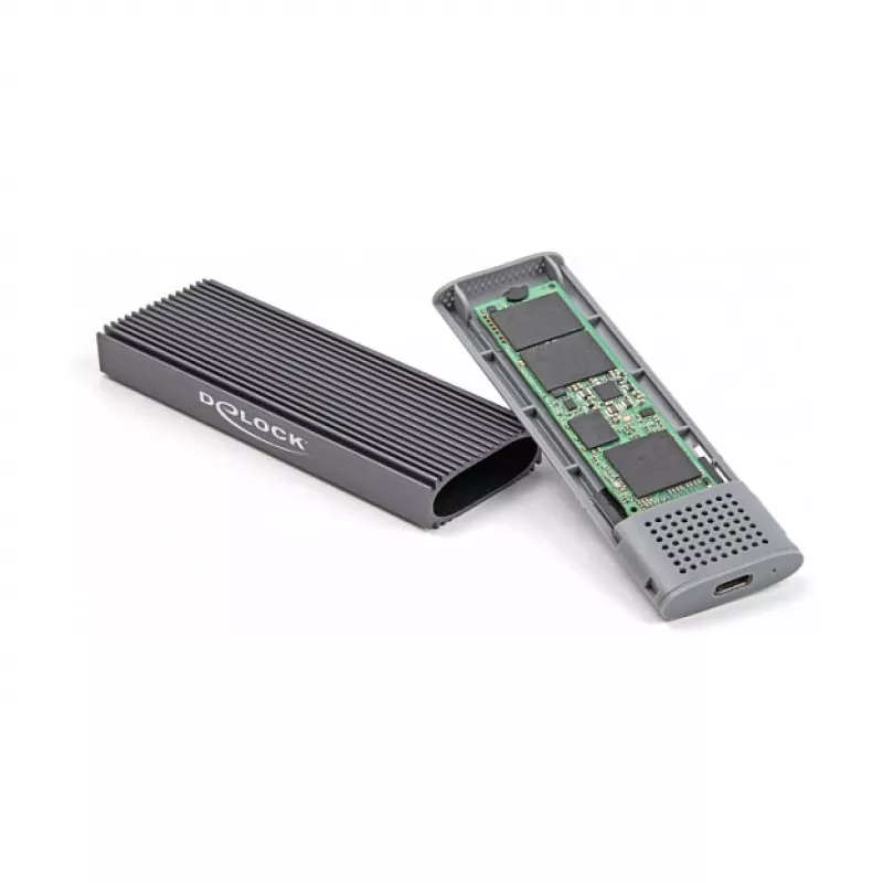 SSD-Gehäuse DeLOCK Externes USB Type-C Combo-Gehäuse für M.2 NVMe PCIe oder SATA SSD werkzeugfrei