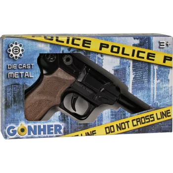 Metallspielzeug-Polizeirevolver Gonher 8-Schuss, Metallkonstruktion, Modell 258441
