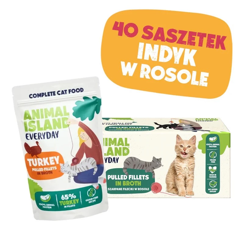 ANIMAL ISLAND Truthahn in Brühe Katzenfutter Monopack 40x85g
