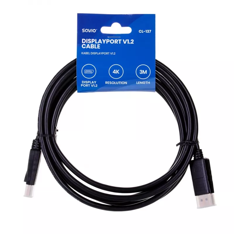 Savio CL-137 DisplayPort-Kabel 3 m Schwarz