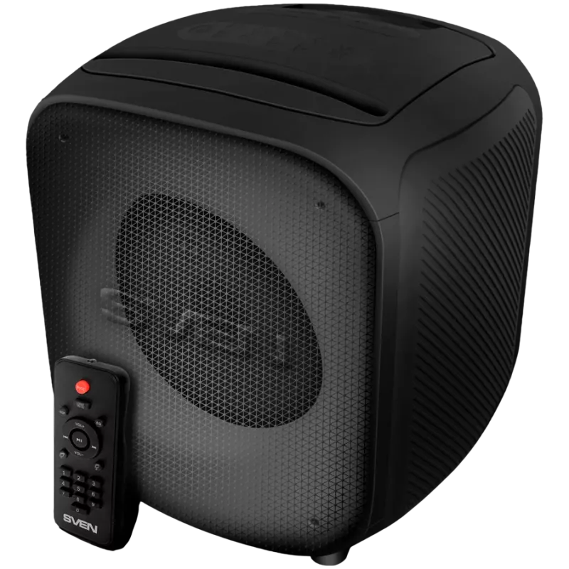 Lautsprecher SVEN PS-555, schwarz, Ausgangsleistung 65 W (RMS), TWS, Bluetooth, USB, microSD, Fernbedienung, Lithium-Akku