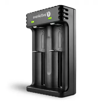 Batterieladegerät everActive LC200 Haushalt USB, 2-Schacht, Li-Ion, unterstützt A/AA/AAA/AAAA/C/D, 5 V Eingang, 4,2 V Ausgang, schwarz