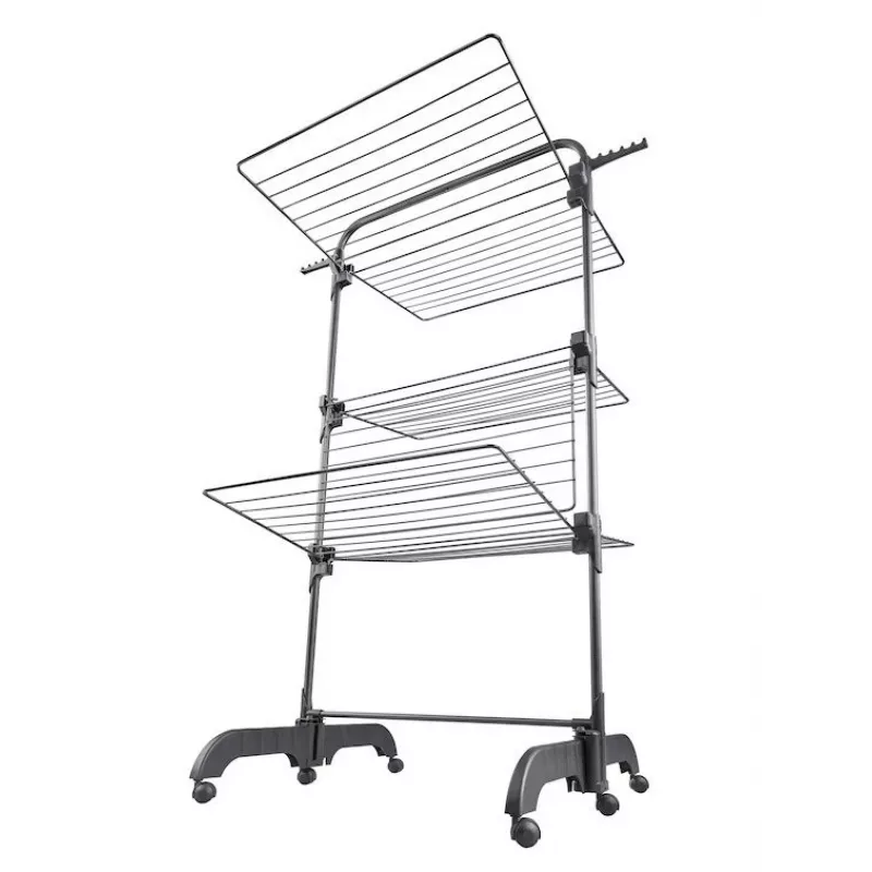 Wäscheständer Leifheit Seaford Schwarz – Trockenfläche 42 m, B760×T700×H1450 mm, klappbar mit Rollen