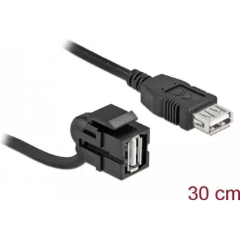 USB 2.0 A-Buchse mit Kabel schwarz DeLOCK 86869