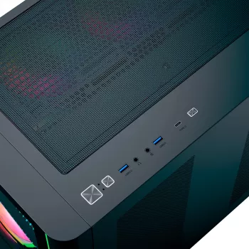 Tower-PC-Gehäuse AEROCOOL P500C EVO-G-BK-v1 mit 2 Hartglas-Seitenteilen, Schwarz