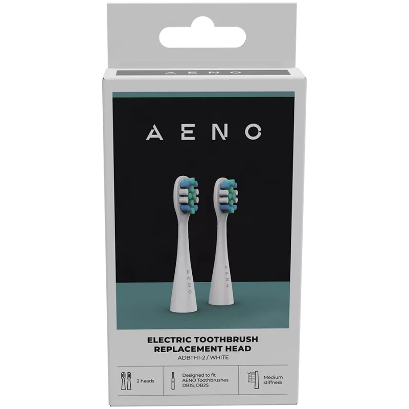 AENO Ersatzbürstenköpfe, Weiß, Dupont-Borsten, 2 Stück im Set (für ADB0001S/ADB0002S)