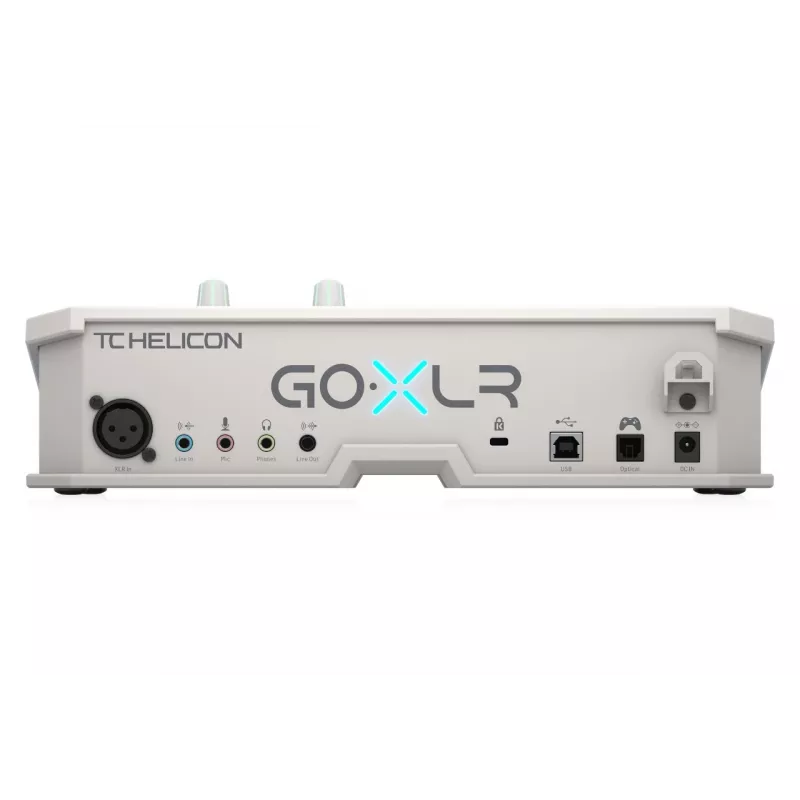 USB-Audiomixer TC‑Helicon GO XLR‑WH weiß — 1 XLR-Mikrofoneingang, USB‑B, 48 V Phantomspeisung, 24‑bit/48 kHz, optischer Ausgang