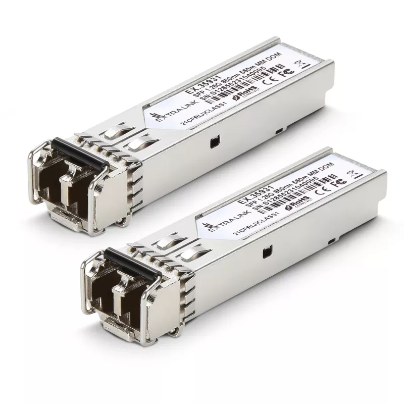 Extralink SFP-Modul SFP 1.25G 2er-Pack, 1,25 Gbit/s, LC/UPC, 850 nm, 550 m, Multimode, DOM, für HP/Aruba