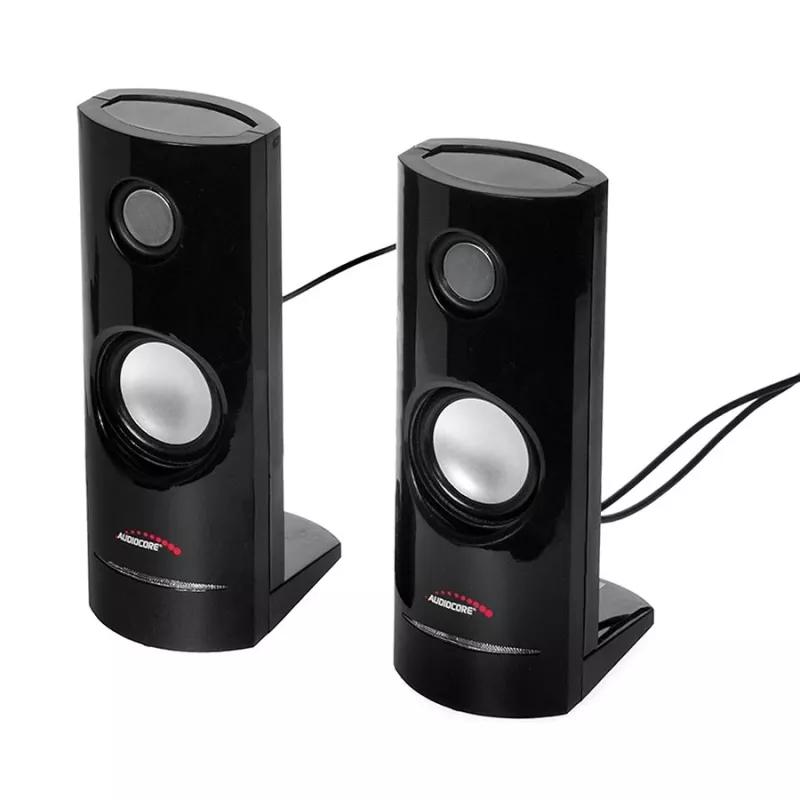 Kabelgebundener 2-Wege-PC-Lautsprecher Audiocore AC860, 2.0 Kanäle, 4 W RMS, USB-Stromversorgung, 3,5 mm Eingang, schwarz