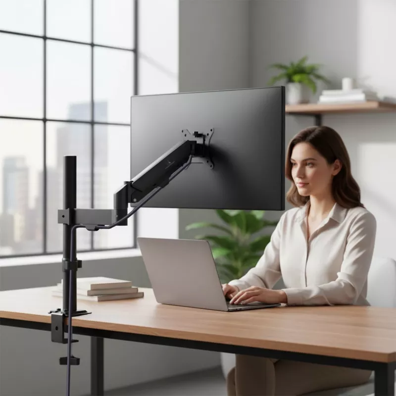 Monitorhalterung MACLEAN MC-135 Gasdruckfeder für 17-Zoll–32-Zoll-Bildschirme, Belastung 2–10 kg, schwarz