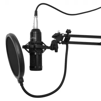 Kabelgebundenes PC-Mikrofon MEDIA-TECH MT397K mit XLR-Eingang, Tischständer, 2,4 m Kabel, 20–20000 Hz, -32 dB Empfindlichkeit