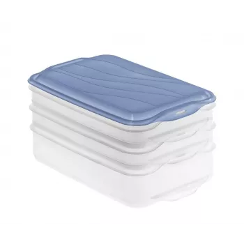 Lebensmittel-Aufbewahrungsdosen Set Rotho Rondo 2×0,75 L + 1×1,35 L transparent blau luftdicht stapelbar