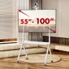 Boden-TV-Ständer MACLEAN MC-114 W für Displays 55 Zoll–100 Zoll, weiß, VESA bis zu 900x600, maximale Belastung 120 kg, Höhe 115–152 cm, Ablage