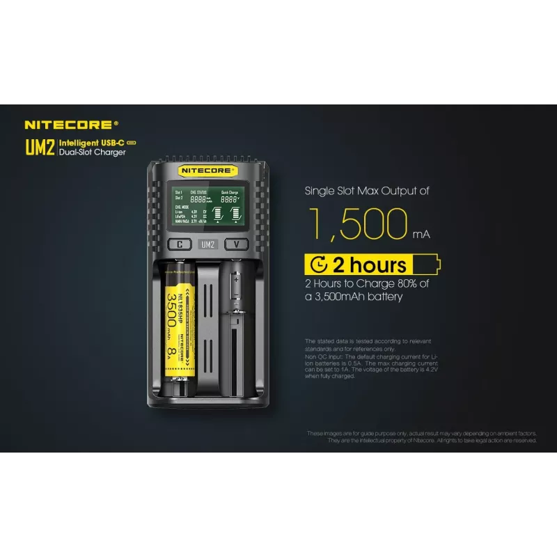Nitecore UM2 Akkuladegerät Haushaltsbatterie DC Lithium-Ionen Nickel-Cadmium