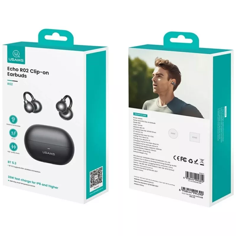 Bluetooth-Kopfhörer R02 Clip-on grau