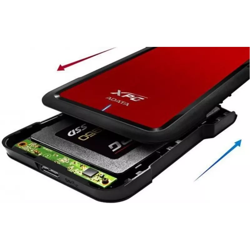 ADATA EX500 HDD/SSD-Gehäuse Schwarz, Rot 2,5 Zoll
