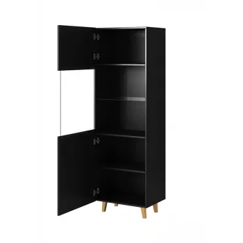 Vitrinenschrank Cama Meble PAFOS 60x40x182 cm mattschwarz — bodenstehender Wandschrank
