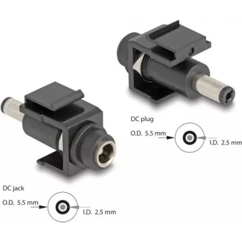 DeLOCK Keystone-Modul DC 5,5 x 2,5 mm Buchse auf Stecker schwarz