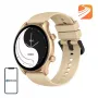 Smartwatch Zeblaze Btalk 3 Plus, rund 1,39 Zoll IPS 360×360 Touchscreen, 260 mAh, goldfarbenes Silikonarmband