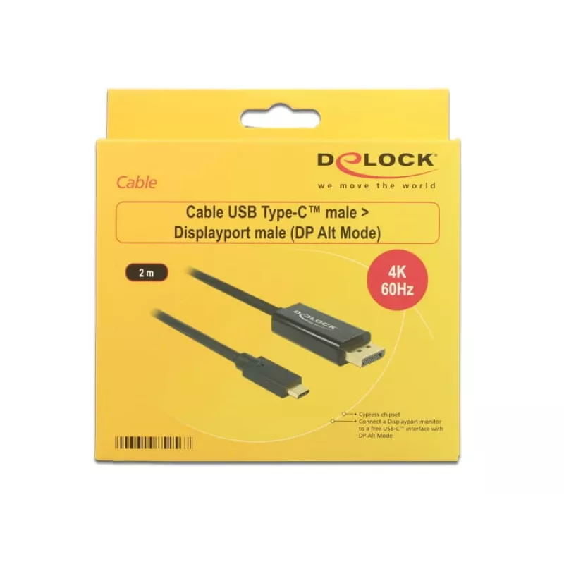 DeLOCK 85256 Videokabel-Adapter 2 m USB Type-C DisplayPort Schwarz
