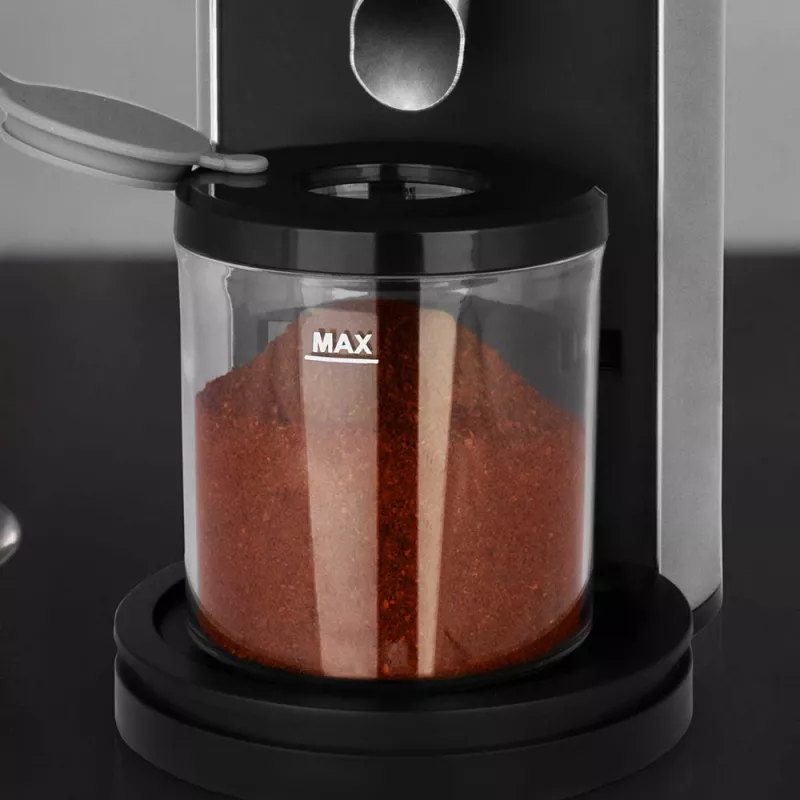 Kaffeemühle mit Kegelmahlwerk GASTROBACK Design Pro Touch 30 — Kegelmahlwerk, 300 g Bohnenbehälter, 150 W, schwarz/transparent
