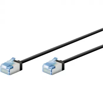 Goobay Ultra-Flexibles CAT 6A Patchkabel schlank U/FTP Schwarz – extra-kurzer Stecker (74320)