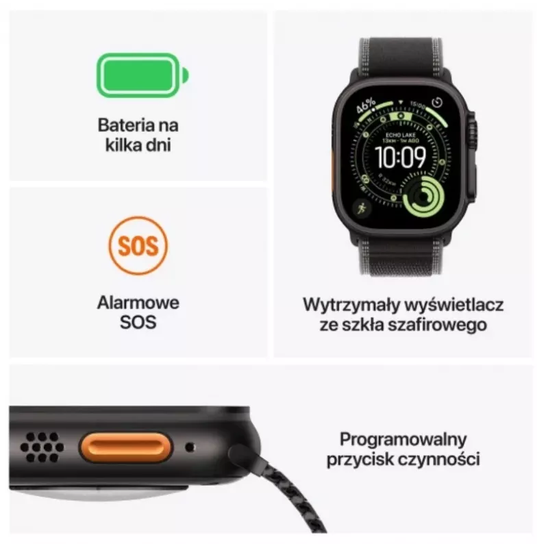 Smartwatch Apple Watch Ultra 3 GPS + Cellular 49mm Black Titanium Case mit Black Alpine Loop Large