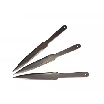 Sportwurfmesser KAL22 LIDER Set 3 Stück — legierter Stahl, 275 mm Länge, 165 mm Klinge, 50 HRC, 240 g, Silber-Finish