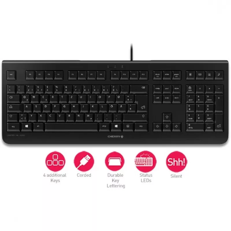 CHERRY KC 1000 Tastatur Büro USB QWERTY Spanisch Schwarz