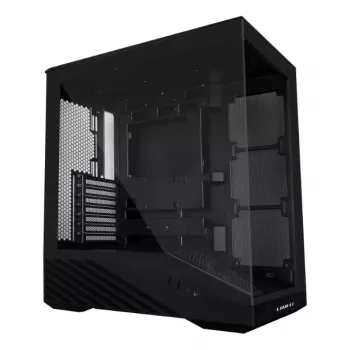 PC-Gehäuse Lian Li Vector V100 Midi Tower – Schwarz mit Seitenfenster, unterstützt 3×120-mm-Seitenlüfter + 1×120-mm-Hecklüfter, 3,5-Zoll-HDD, 2,5-Zoll-SSD, 235,5×446×484,6 mm
