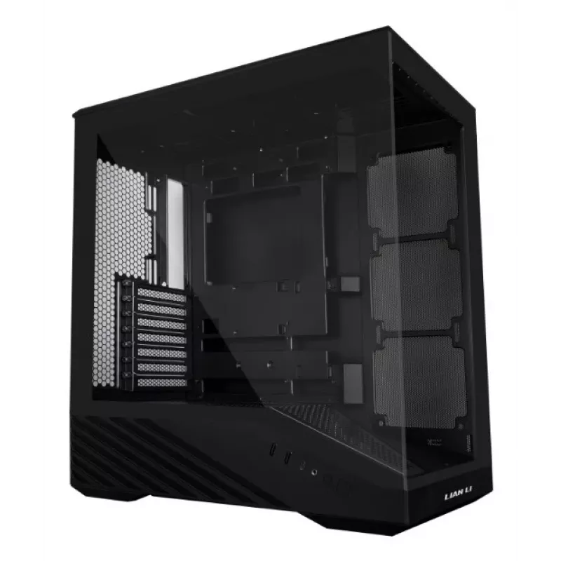 PC-Gehäuse Lian Li Vector V100 Midi Tower – Schwarz mit Seitenfenster, unterstützt 3×120-mm-Seitenlüfter + 1×120-mm-Hecklüfter, 3,5-Zoll-HDD, 2,5-Zoll-SSD, 235,5×446×484,6 mm