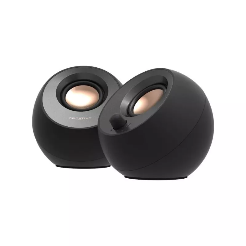 CREATIVE Pebble V3 Minimalistische 2.0 USB-C Desktop-Lautsprecher mit USB-Audio, Clear Dialog Enhancement, Bluetooth 5.0, 8W RMS mit 16W Spitzenleistung